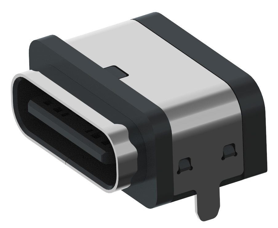 XB-ATCF-06-029 TYPE C 6P 板上防水母座L=7.5mm(带钢片)外壳2脚插板